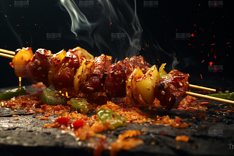 BBQ烧烤美味肉类摄影图