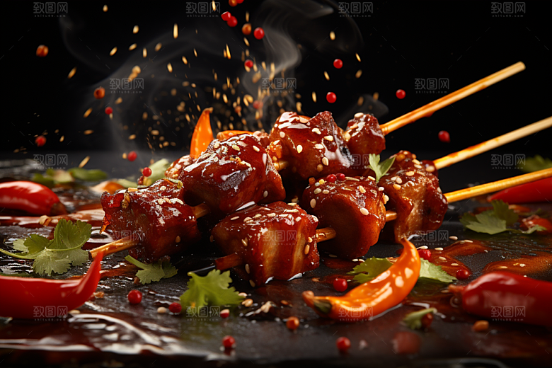 BBQ烧烤火热烤串摄影图