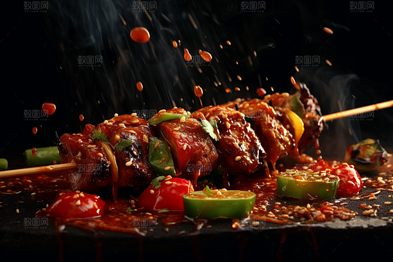 BBQ烧烤聚餐肉串摄影图