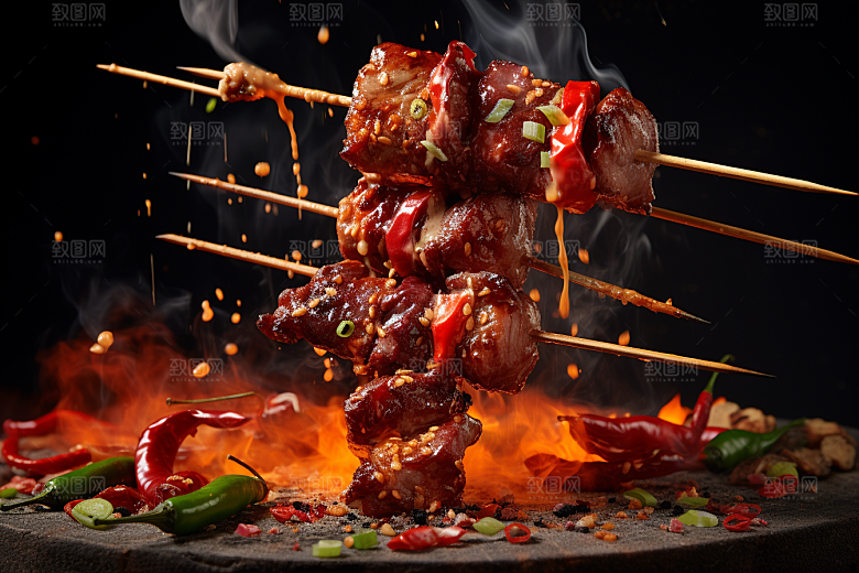 BBQ烧烤美味火热摄影图