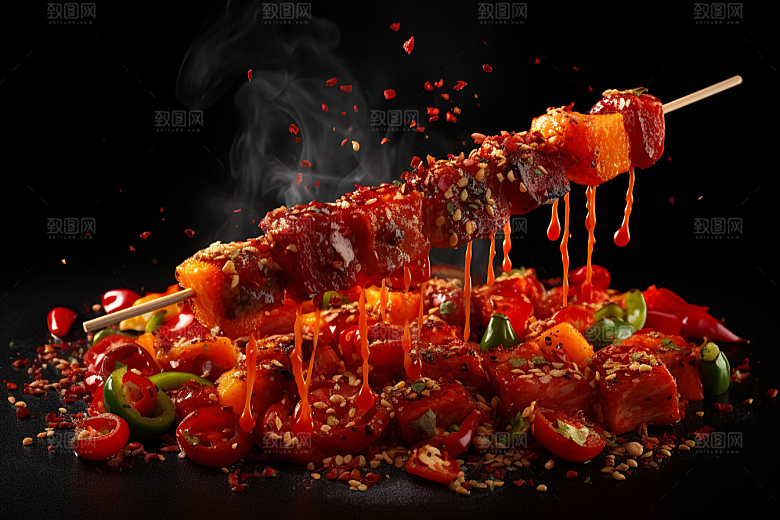 BBQ烧烤肉类烤串摄影图