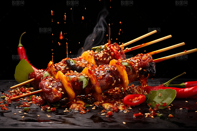 BBQ烧烤聚餐肉类摄影图
