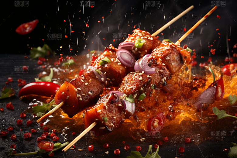 BBQ烧烤肉类聚餐摄影图