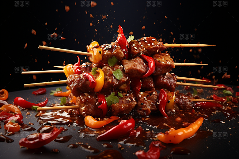 BBQ烧烤肉串广告摄影图