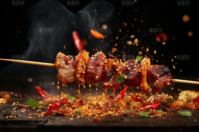 BBQ烧烤肉串聚餐摄影图