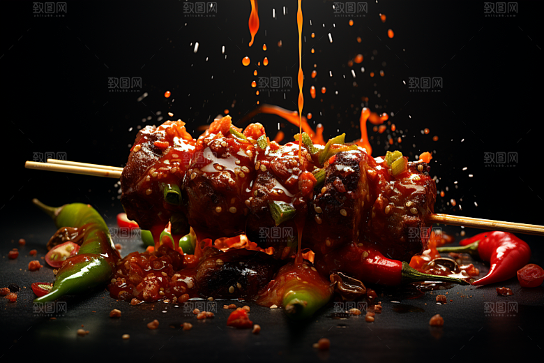 BBQ烧烤肉食美食摄影图