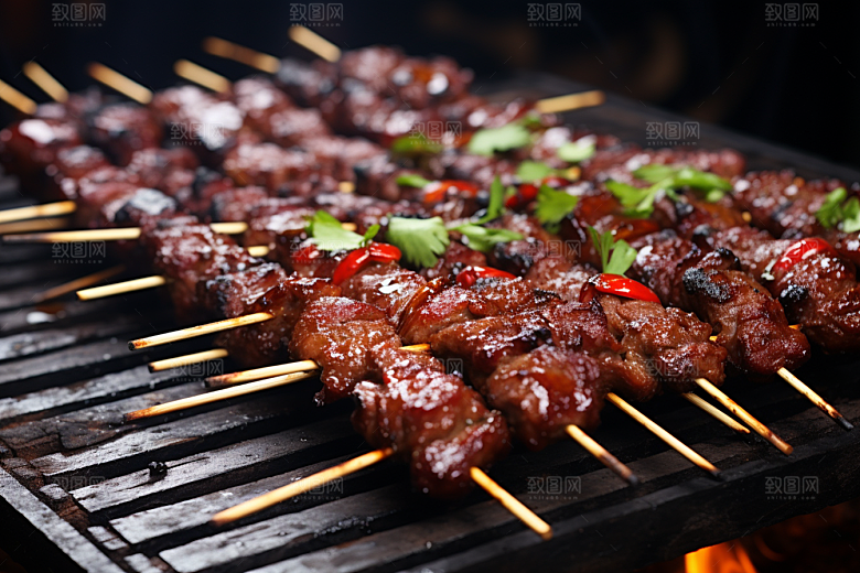 BBQ烧烤肉串肉类摄影图