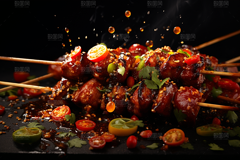 BBQ烧烤烤串肉类摄影图