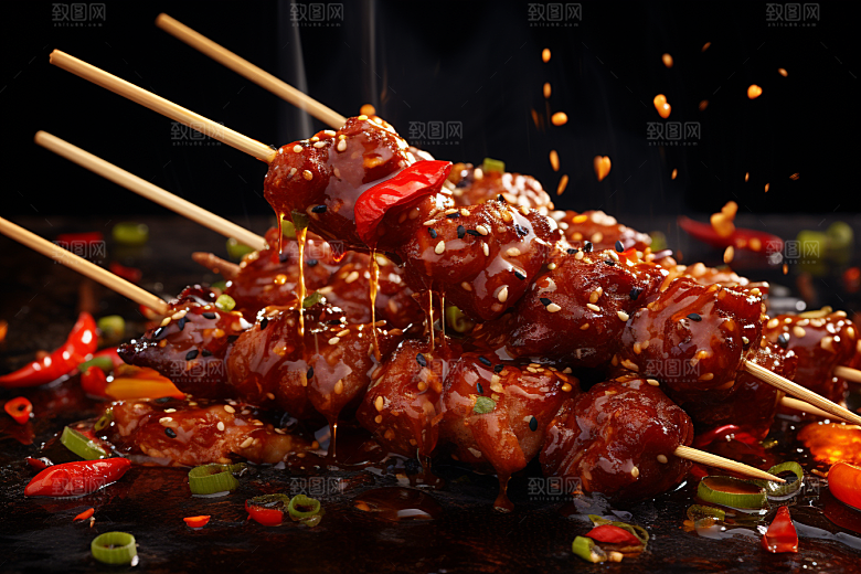 BBQ烧烤肉串聚会摄影图
