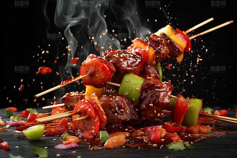 BBQ烧烤肉食广告摄影图