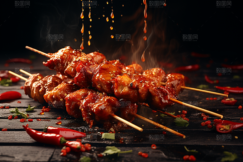 BBQ烧烤美味聚餐摄影图