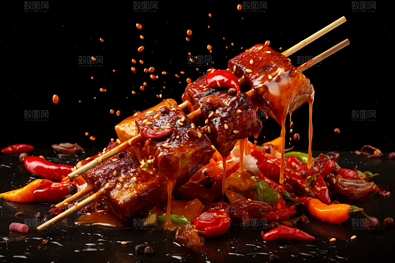 BBQ烧烤聚会美食摄影图