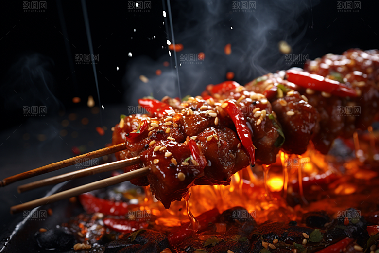 BBQ烧烤烤串美味摄影图