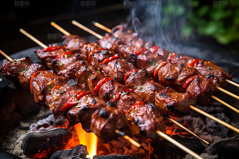 BBQ烧烤烤串肉类摄影图