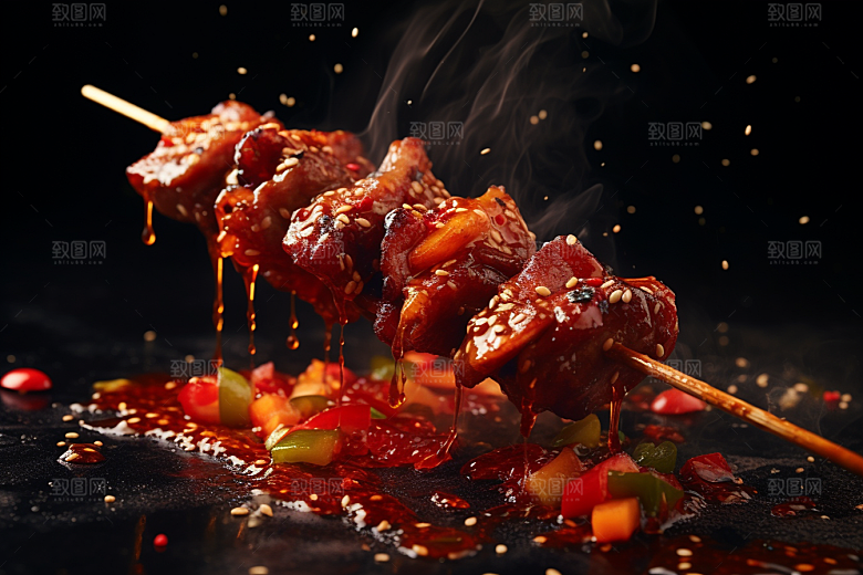 BBQ烧烤美食肉类摄影图