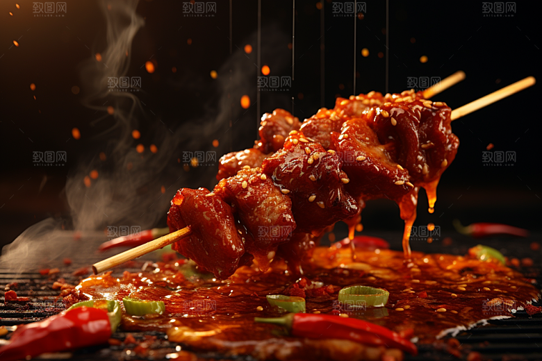 BBQ烧烤火辣美食摄影图