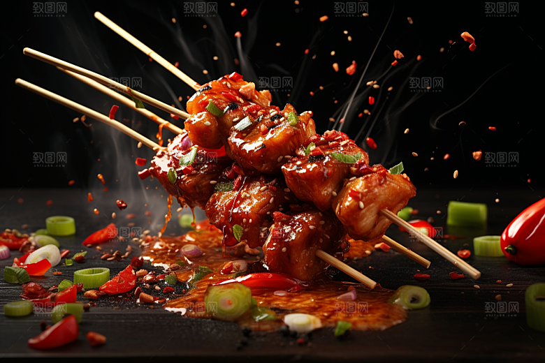 BBQ烧烤火热烤串摄影图