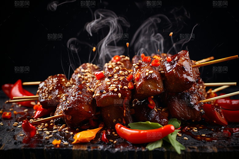 BBQ烧烤火热聚餐摄影图