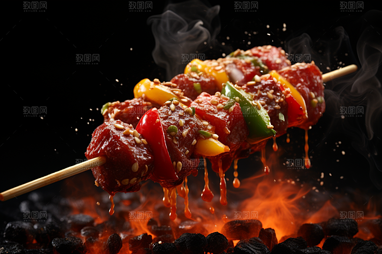 BBQ烧烤肉串广告摄影图