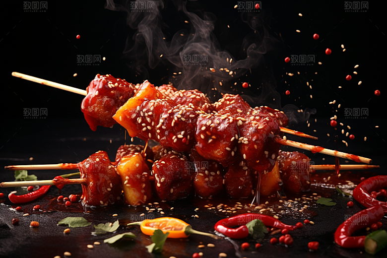 BBQ烧烤广告肉串摄影图