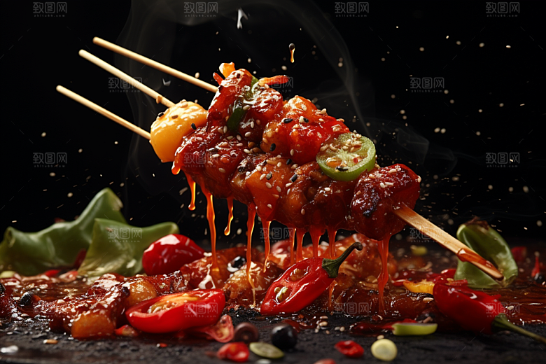 BBQ烧烤肉食聚会摄影图