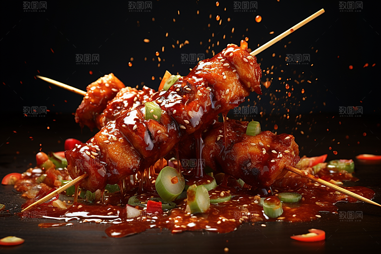 BBQ烧烤肉串肉食摄影图