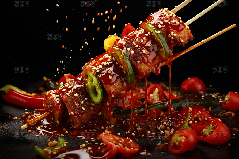 BBQ烧烤肉类聚餐摄影图