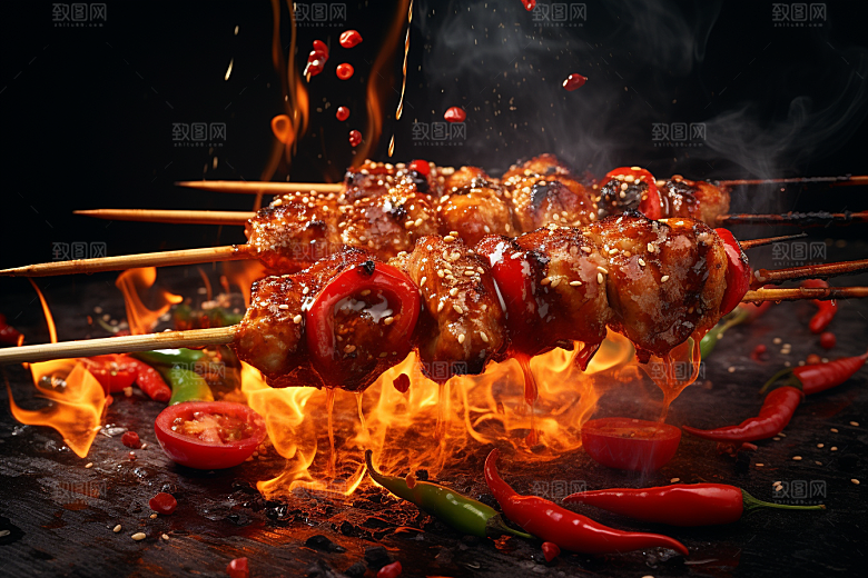 BBQ烧烤肉食美味摄影图