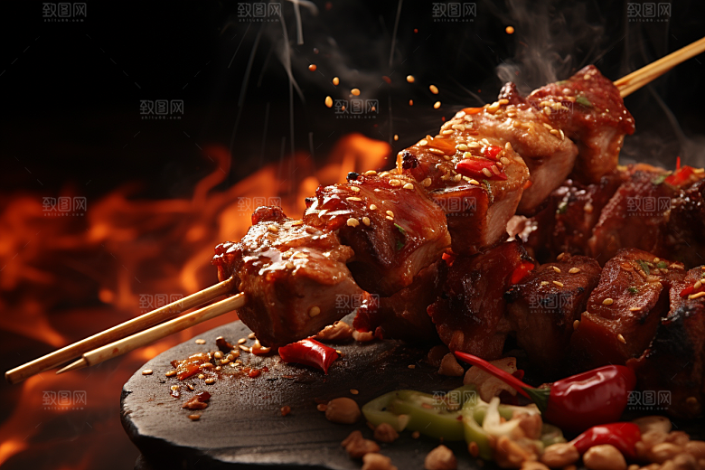 BBQ烧烤烤串高清摄影图