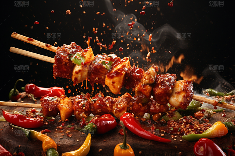 BBQ烧烤肉串烤串摄影图