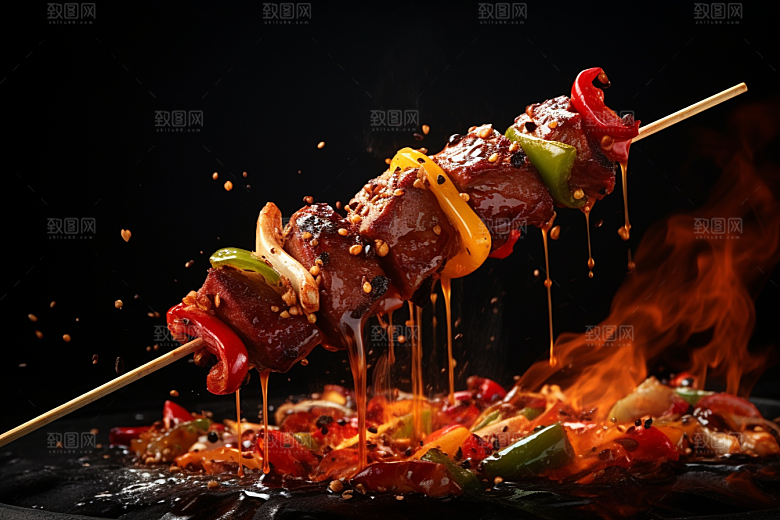 BBQ烧烤美味肉类摄影图