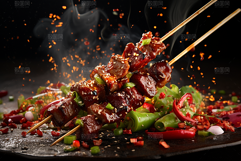 BBQ烧烤肉食美食摄影图