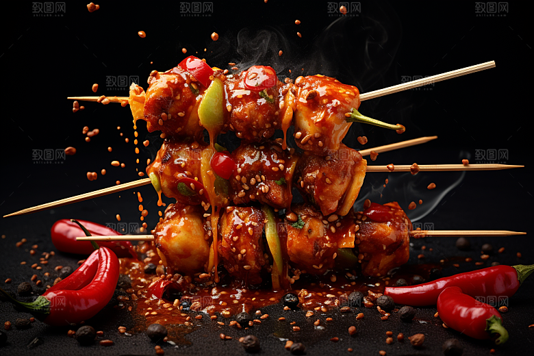 BBQ烧烤肉食美食摄影图