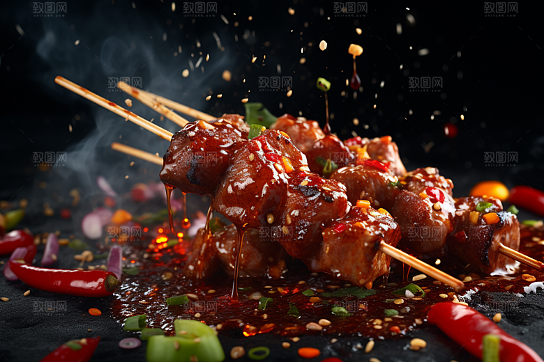 BBQ烧烤火热美味摄影图