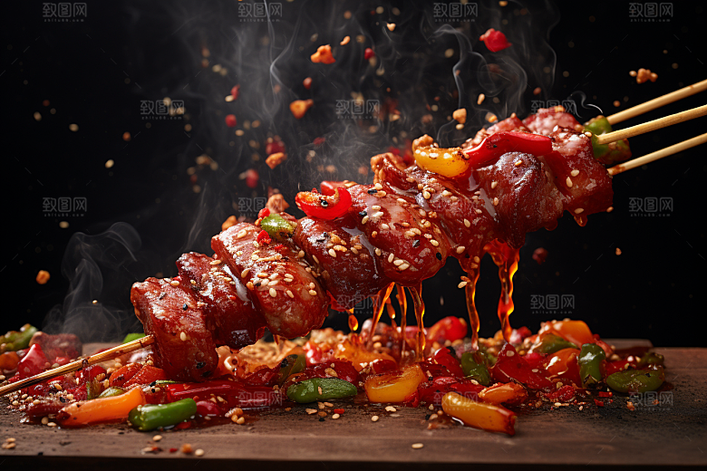 BBQ烧烤烤串聚餐摄影图