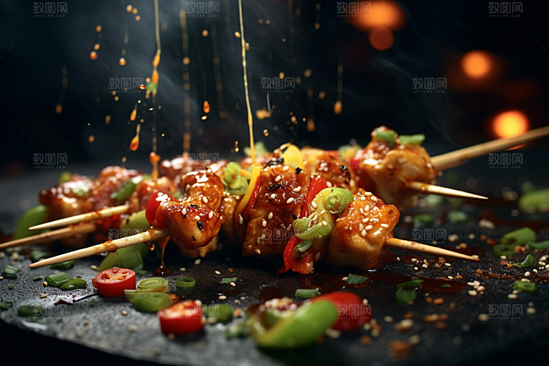 BBQ烧烤肉串美味摄影图