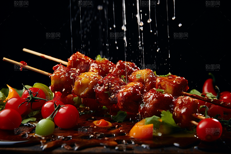 BBQ烧烤聚餐烤串摄影图