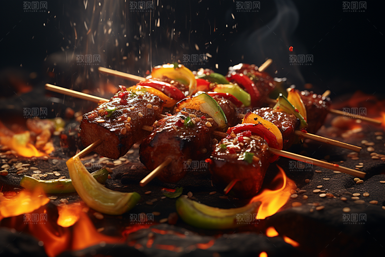 BBQ烧烤聚餐火辣摄影图