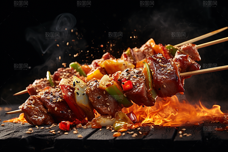 BBQ烧烤烤串火热摄影图