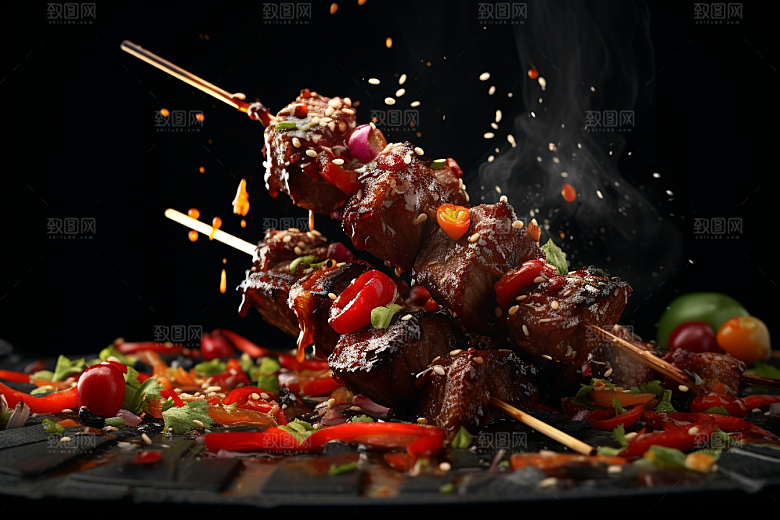 BBQ烧烤肉食聚餐摄影图