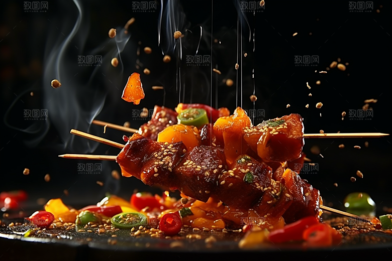 BBQ烧烤美味火辣摄影图