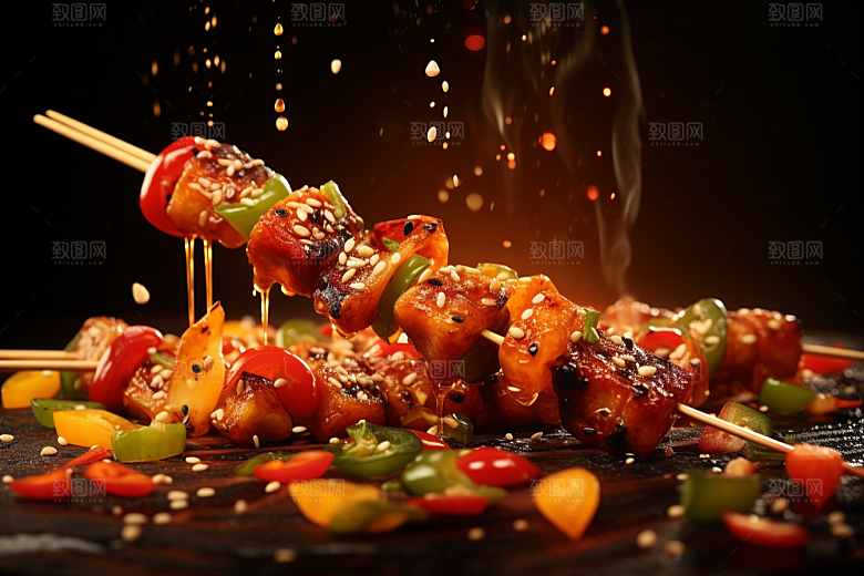 BBQ烧烤美食美味摄影图
