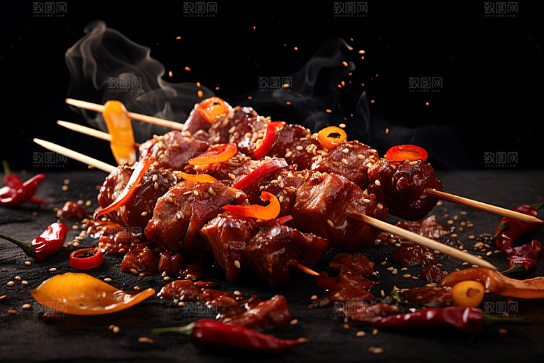 BBQ烧烤烤串肉串摄影图