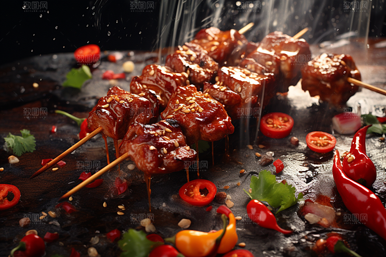 BBQ烧烤聚餐美食摄影图