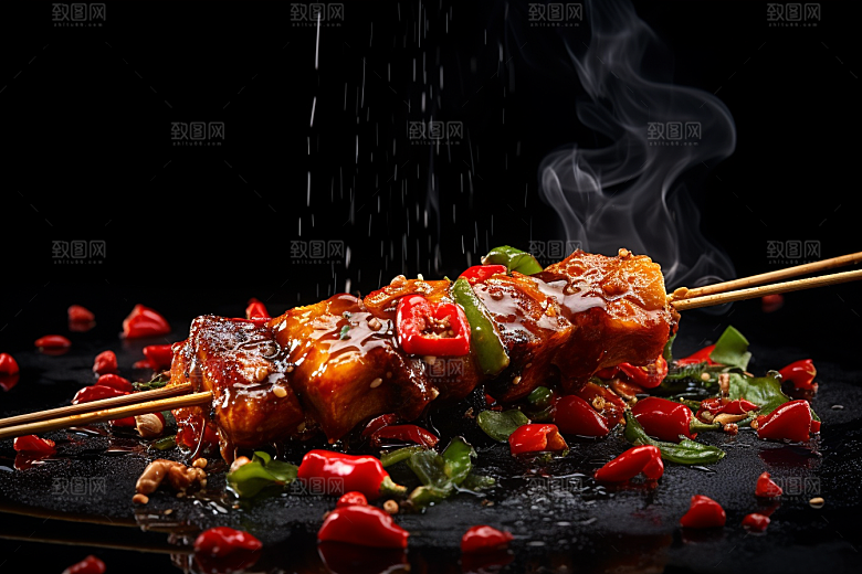 BBQ烧烤美味肉串摄影图
