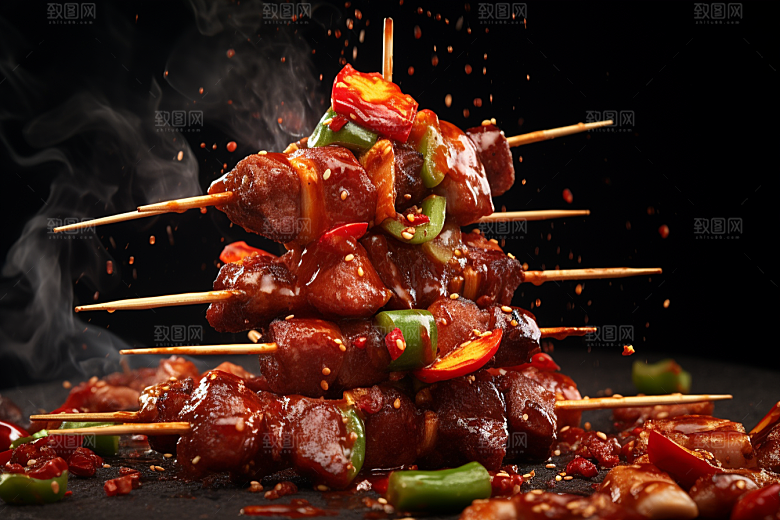 BBQ烧烤聚餐火辣摄影图