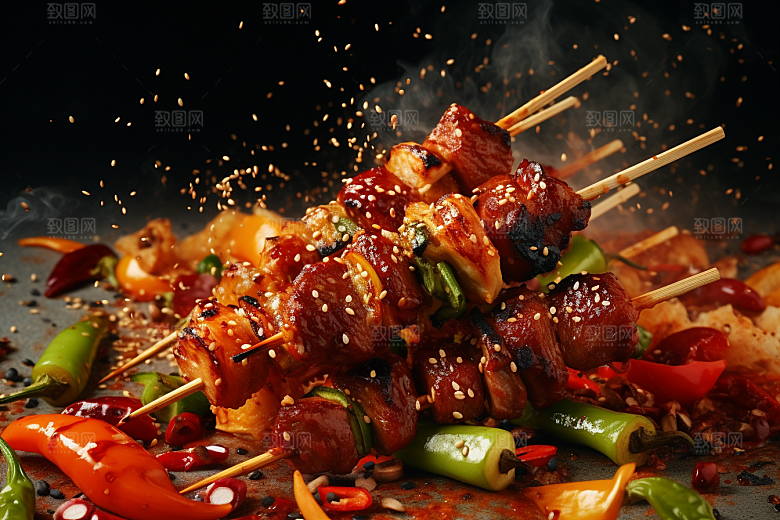 BBQ烧烤聚餐肉类摄影图