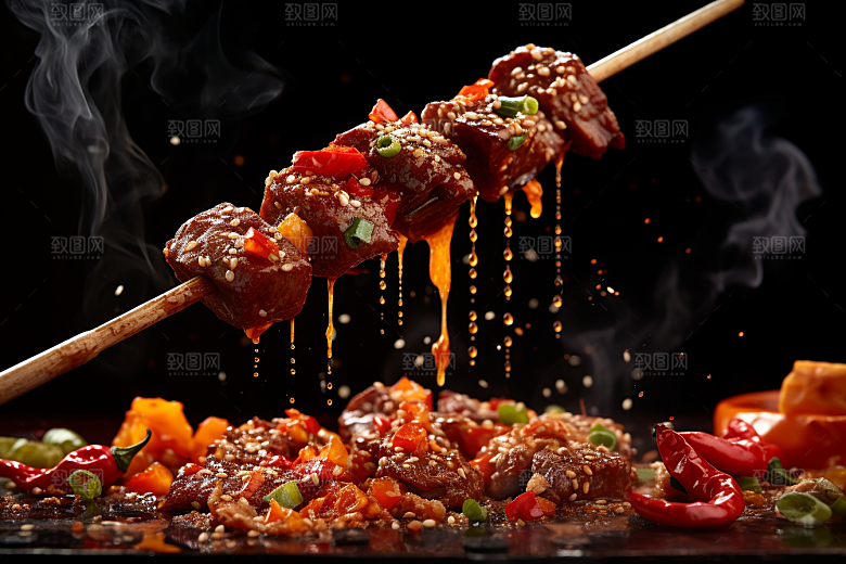 BBQ烧烤聚餐肉食摄影图