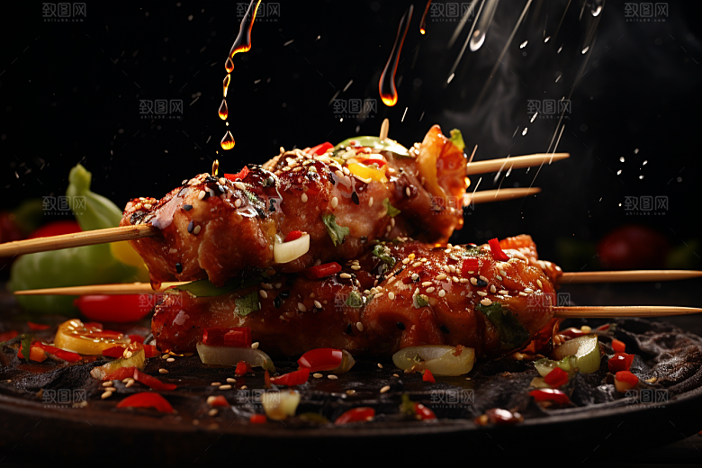 BBQ烧烤肉串广告摄影图