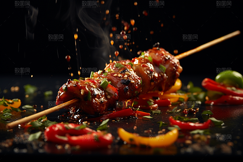 BBQ烧烤烤串美食摄影图